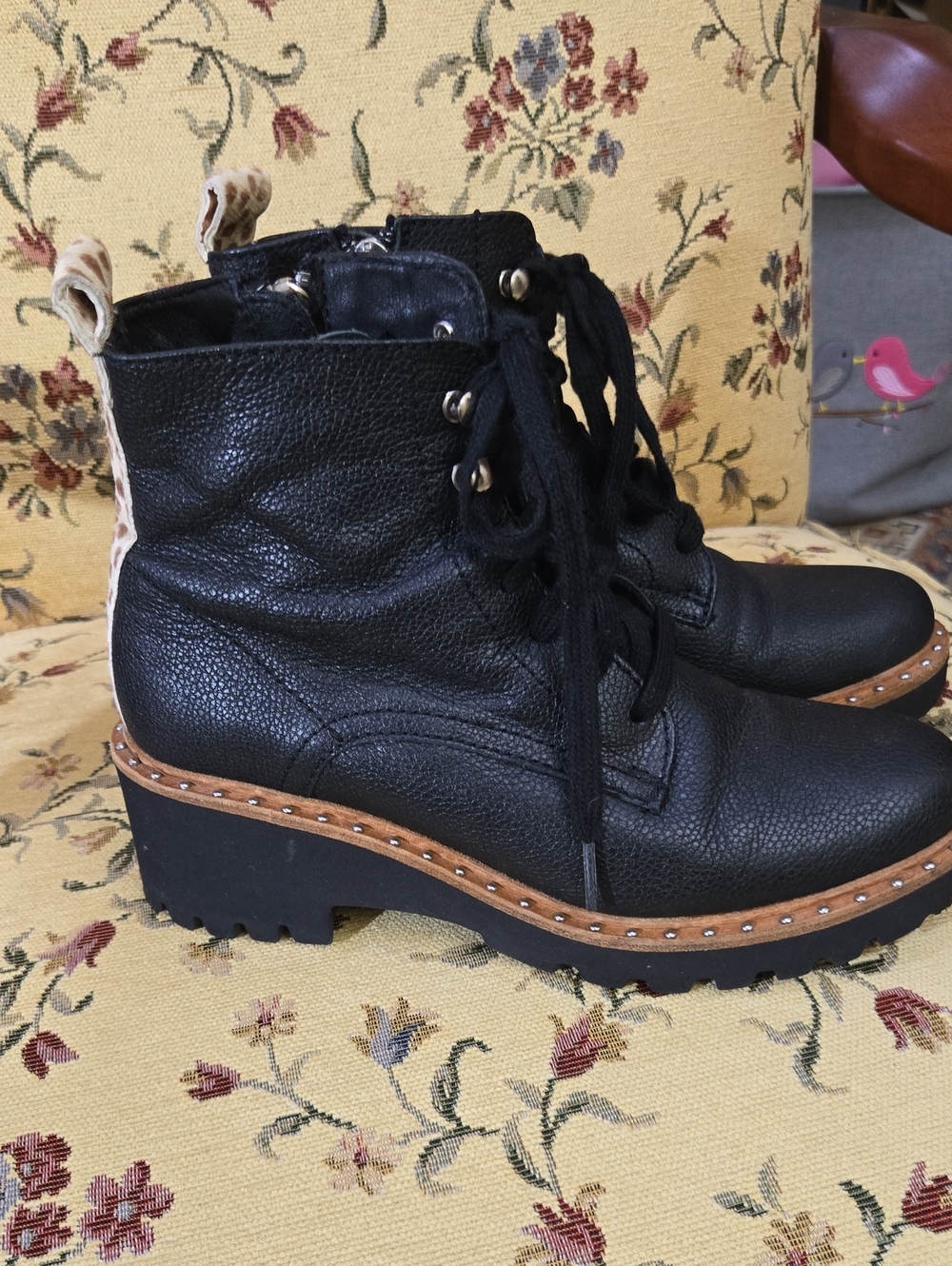 NWOT Dolce Vita Studded Combat Boots with Tan Trim